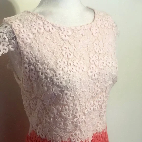 COPY - Julia Jordan Pale Pink / Coral Lace Dress - Picture 9 of 9